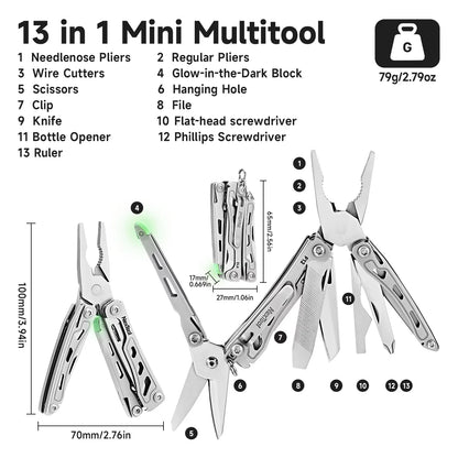 NexTool Keychain Mini Flagship F12 Folding Multi Tool 13 In 1 Screwdriver Pliers File Ruler Bottle Opener Scissors EDC Hand Tool