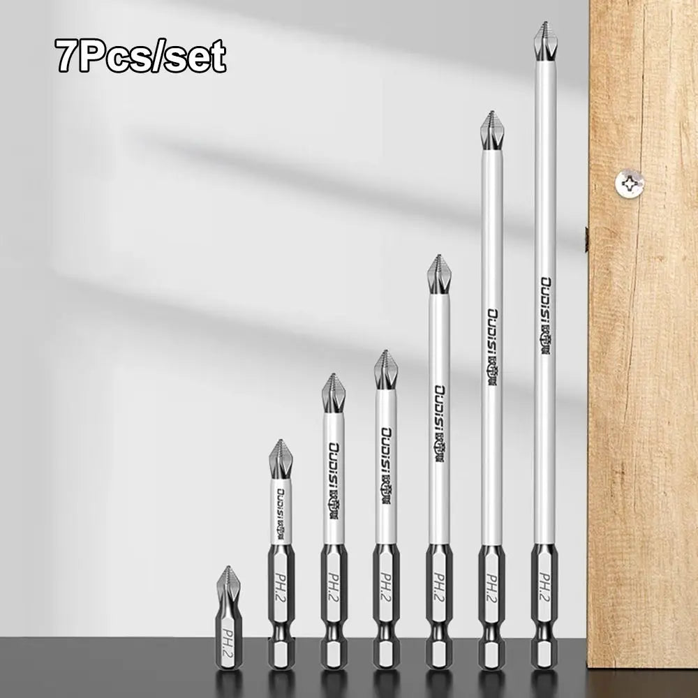 1/7Pcs Durable Magnetic PH2 Screwdriver Bit with High Hardness Anti-Slip Screwdriver Heads Batch Head 25/150mm Cross Nutdriver