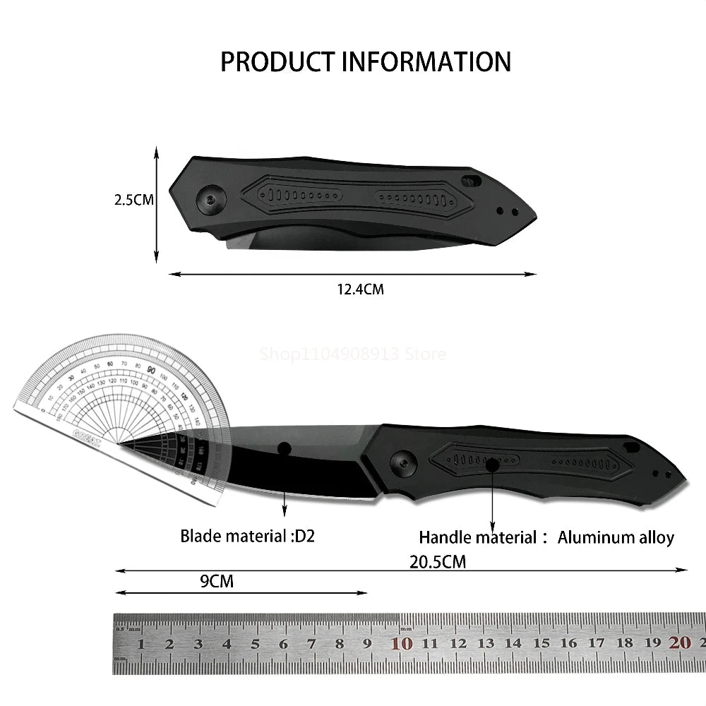 7800 LK Launch 6 KS Pocket Knife Black Plain Blade Aluminum Alloy Handle Outdoor Jungle EDC Hiking Utility Picnic Folding Knives
