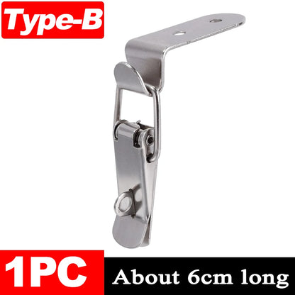 90 Degree Duck Mouth Hasp Lock Silver Metal Spring Hook for Wood Box