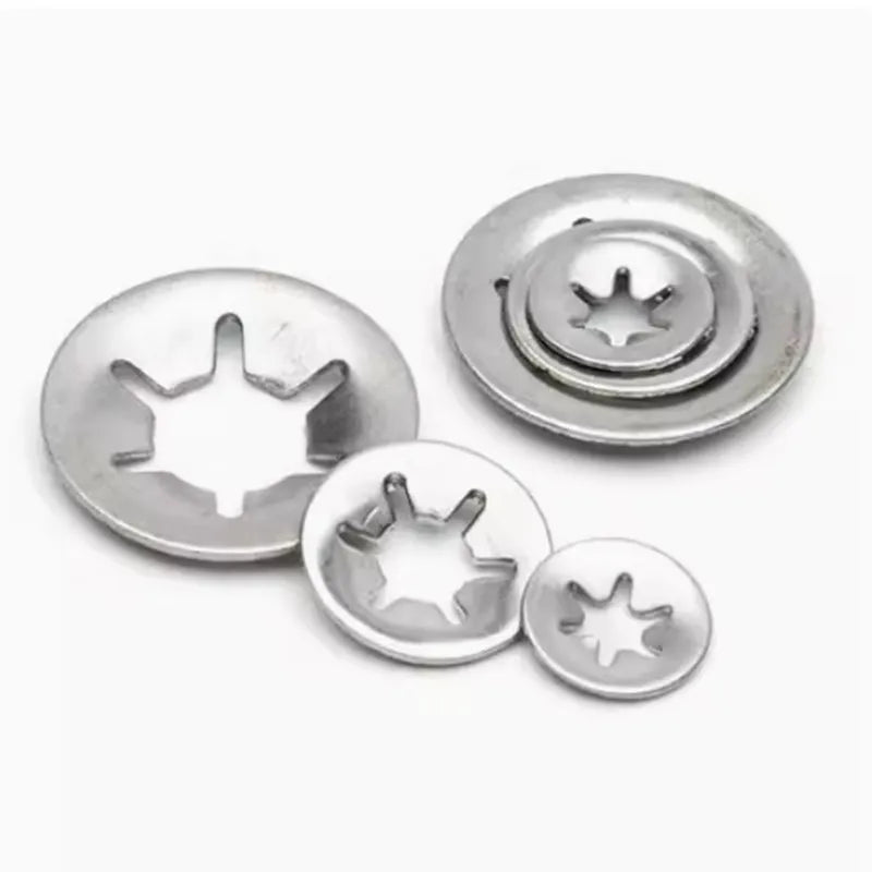 Bulk Pack 20/100pcs Stainless Steel Star Lock Plum Bearing Retaining Rings M3-M12 Sizes Flower Washer Clips for Hardware & Tools
