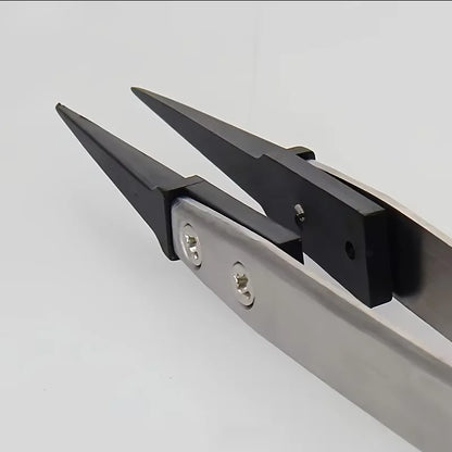 1pc ESD-259 Stainless Steel Precision Pliers-Precision Anti-Static Carbon Fiber Tweezers,Used For Crafts,Jewelry,Electronics