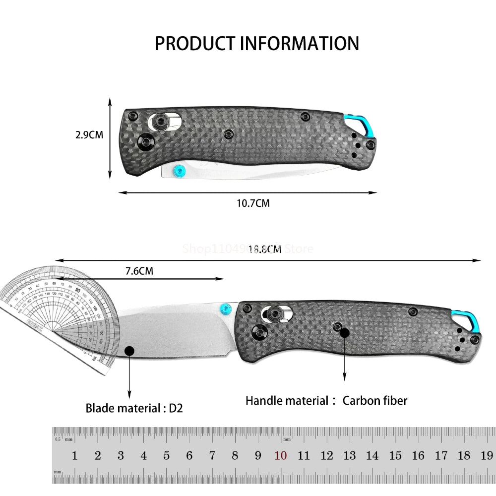 535-3 Survival Utility BM Folding Pocket Knife Multi-purpose Carbon Fiber Handle Camping Bushcraft Hiking EDC Tools Jackknife