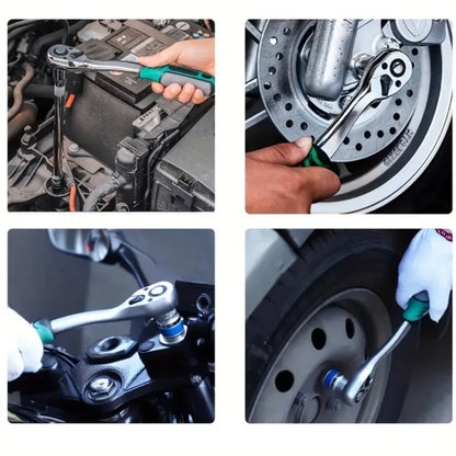 72/24 Tooth Quick Ratchet Wrench 1/2 1/4 3/8 3 Size Flying Wrenches Two-way Socket Wrench Repair Tools for Vehicle Bicycle