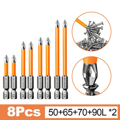 Anti Slip Bits Magnetic Screwdriver Bit Set S2 Alloy Steel Impact Resistance Hex Shank Alloy Steel Bits Suitable for Power Tools