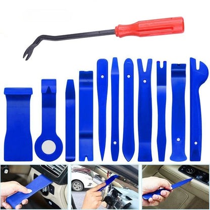 12pcs Auto Door Clip Panel Trim Removal Tools Kits Navigation Blades Disassembly Plastic Car Interior Conversion Repairing Tool