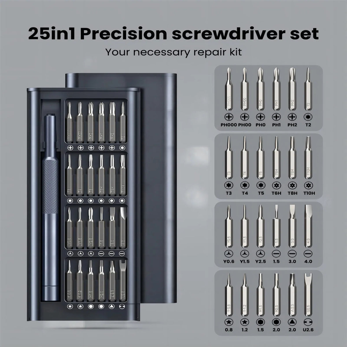 25-in-1 Small Precision Screwdriver Set, Professional Repair Tool Kit for Phone, Computer, Watch, Laptop, Ring Doorbell