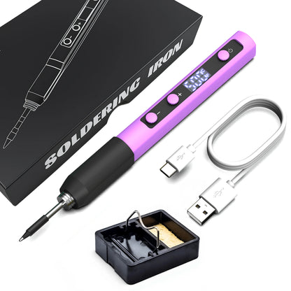 USB Portable Mini Digital Display Soldering Iron Kit with Fast Heating, Adjustable Temperature, and Plug-in Design