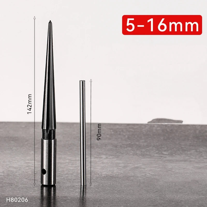 3-13/5-16 mm T Handle Taper Reamer Set,6 Fluted Chamfer Reaming Guitar Bridge Pin Hole Handle Tapered Reamers Woodworker Tool