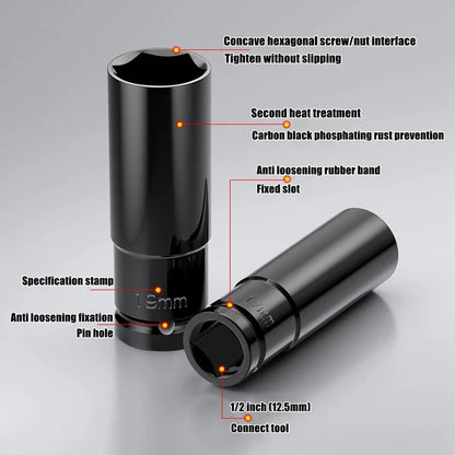 1/2" Drive Deep Impact Socket Drive Metric Wrench Socket Deep Impact Socket Pneumatic Wrench Head Tire Removal Tools