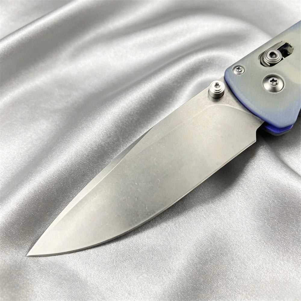 BM 535 Transparent Blue Folding Pocket Knife S30V Blade Non-Slip G10 Handle Portable EDC Tool for Outdoor Camping Daily Use Gift