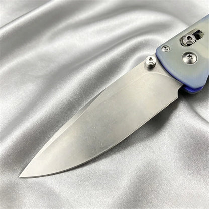 BM 535 Transparent Blue Folding Pocket Knife S30V Blade Non-Slip G10 Handle Portable EDC Tool for Outdoor Camping Daily Use Gift