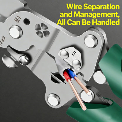 WEELEE Foldable wire stripper, pulley design multi-function electrician wire splitter wire winding crimping pliers hand tool