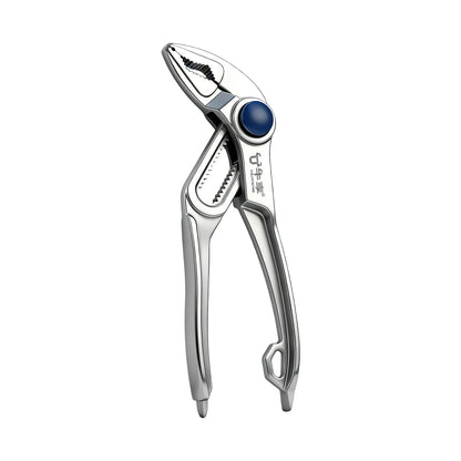 4 Inch Mini Groove Joint Pliers with Push Lock V Jaw Fast Adjustable for Tight Spaces Multi Surface Grip