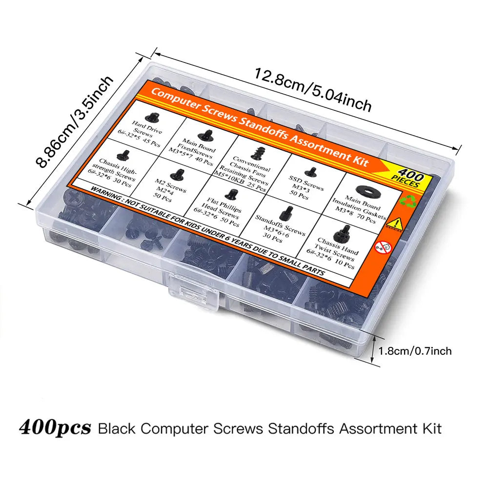 400PCS Computer Screws Motherboard Standoffs Screws PC Screws Laptop Screws PC Case Screws Fan Screws SSD Screws for HDD Hard