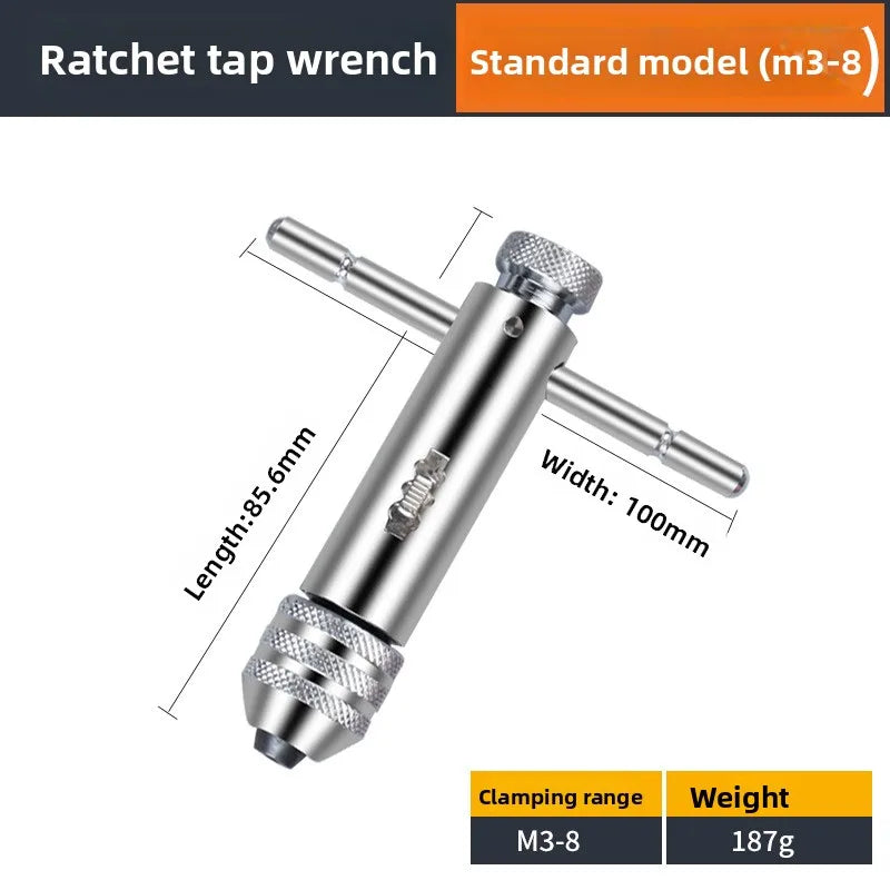 Manual Tap and Die Set with Drill Bits Reamers and Handle Tools for Thread Cutting DIY Hardware Kit Durable Steel