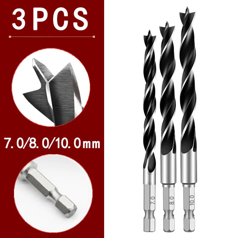 3/5/7PCS 3-10mm Wood Drill Bit Set High Carbon Steel