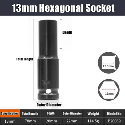 1/2" Drive Deep Impact Socket Drive Metric Wrench Socket Deep Impact Socket Pneumatic Wrench Head Tire Removal Tools