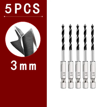 3/5/7PCS 3/4/5/6/7/8/10mm 1/4 Hexagonal Handle Three Pointed Woodworking Drill Bit Set Woodworking Hole Reaming Power Tool