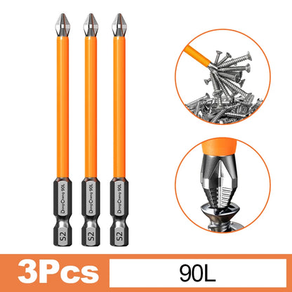 Anti Slip Bits Magnetic Screwdriver Bit Set S2 Alloy Steel Impact Resistance Hex Shank Alloy Steel Bits Suitable for Power Tools