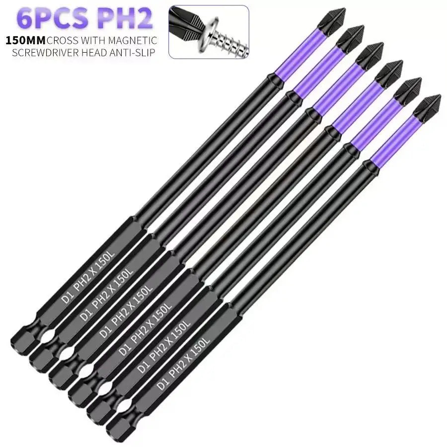 5/12Pcs Magnetic Screwdriver Bits Set Non-slip Shockproof Phillips Impact Hex Shank Alloy Steel for Power Tools
