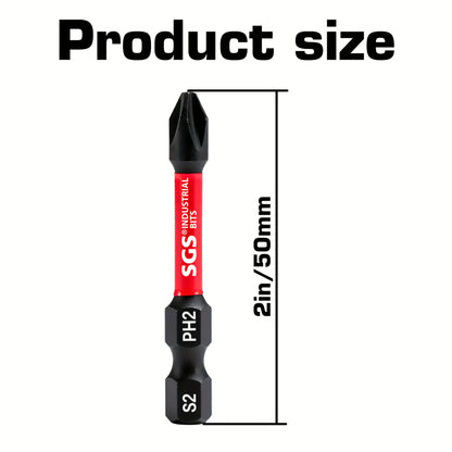10/20 Piece Set S2 Steel Ph2 Impact Screwdriver Bits 50mm Strong Magnetic Anti-Twist High Hardness with Red Storage Box Screwdriver Bits