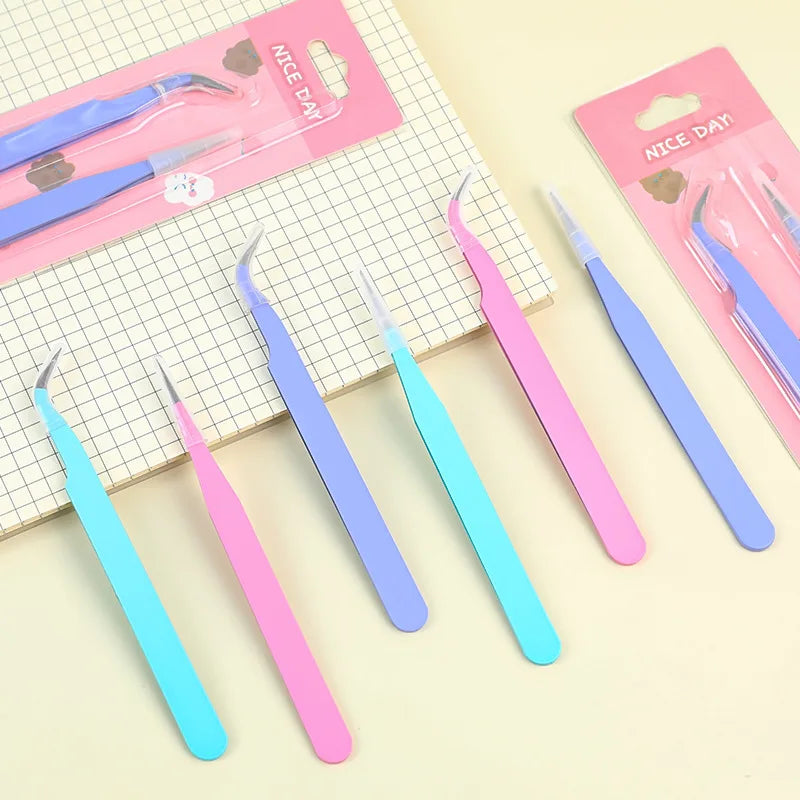 6pcs Tweezers Set - Angle and Straight Hand Tools for DIY Scrapbooking, Jewelry Making, Beading Work - Scrapbooking Supplies