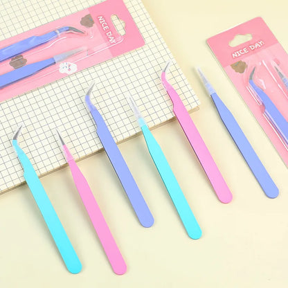 6pcs Tweezers Set - Angle and Straight Hand Tools for DIY Scrapbooking, Jewelry Making, Beading Work - Scrapbooking Supplies