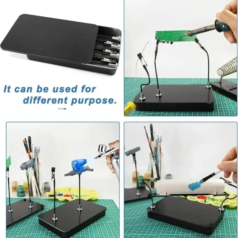 Magnetic PCB Holder Soldering Station 12 Flexible Arms with Storage Box for Electronic Repair Model Assembly Hobby Craft Welding