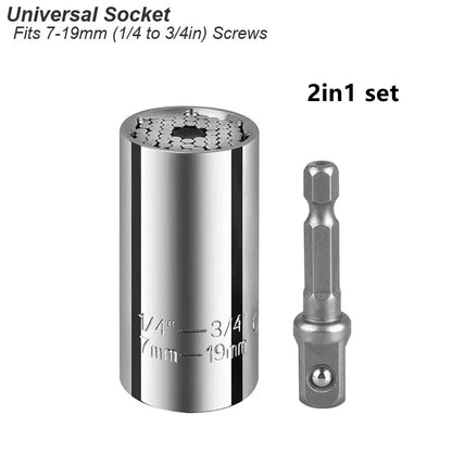 7-19mm Socket Wrench Set, Stainless Steel, 2in1 Multi Tool