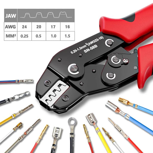 Ratcheting Crimping Tool Set For Dupont JST MOLEX Open Barrel,Dupont Molex JST TE Terminals & EPC PCIE SATA Pins SN-58B