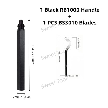 Deburring Tool Metal Handle with 1/10/11 Swivel Blades Burr Removal Reamer Tool for Plastic Metal Copper PVC Resin 3D Printing
