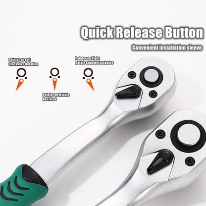 72/24 Tooth Quick Ratchet Wrench 1/2 1/4 3/8 3 Size Flying Wrenches Two-way Socket Wrench Repair Tools for Vehicle Bicycle