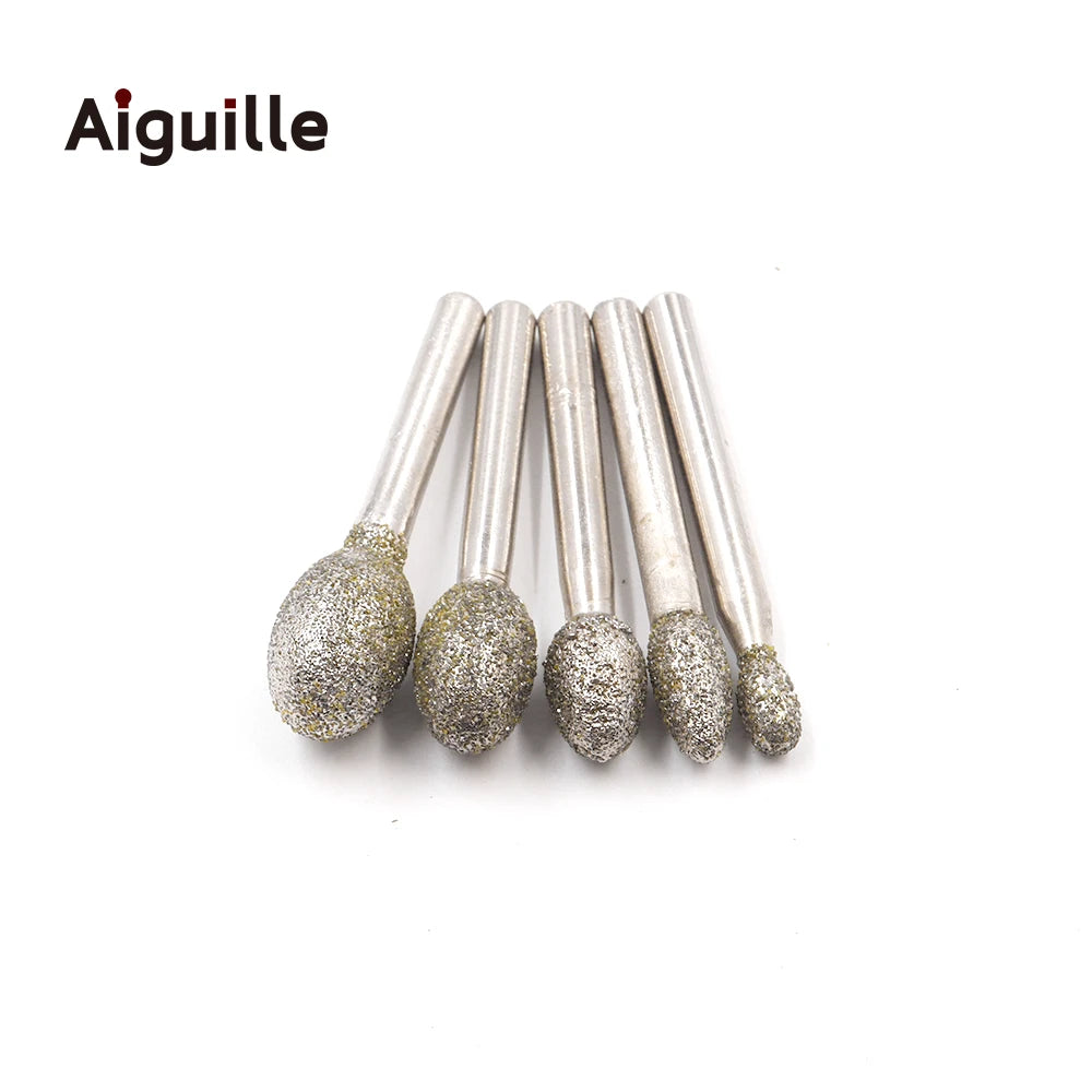 1pc Diamond Grinding Point 6mm Shank 60# Grit Coarse Metal Peeling Burr Rotary Tool Accessory