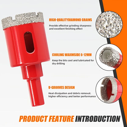 12Pcs Diamond Coated Drill Bits Set 6-35mm Hole Saw Kit for Glass Marble Granite Stone Tile Ceramic - Hand Tool