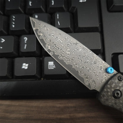 Lightweight High-performance Folding Knife Damascus Steel Blade + Carbon Fiber Non-slip Handle EDC Rock Climbing Camping Tool
