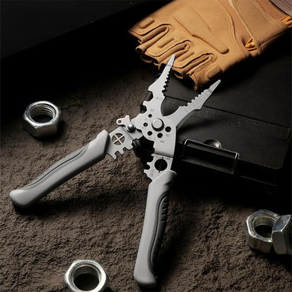 Multifunction Industrial Wire Stripper Cutter Crimper Heavy Duty Stainless Steel Electrical Pliers with Ergonomic Comfort Grip+