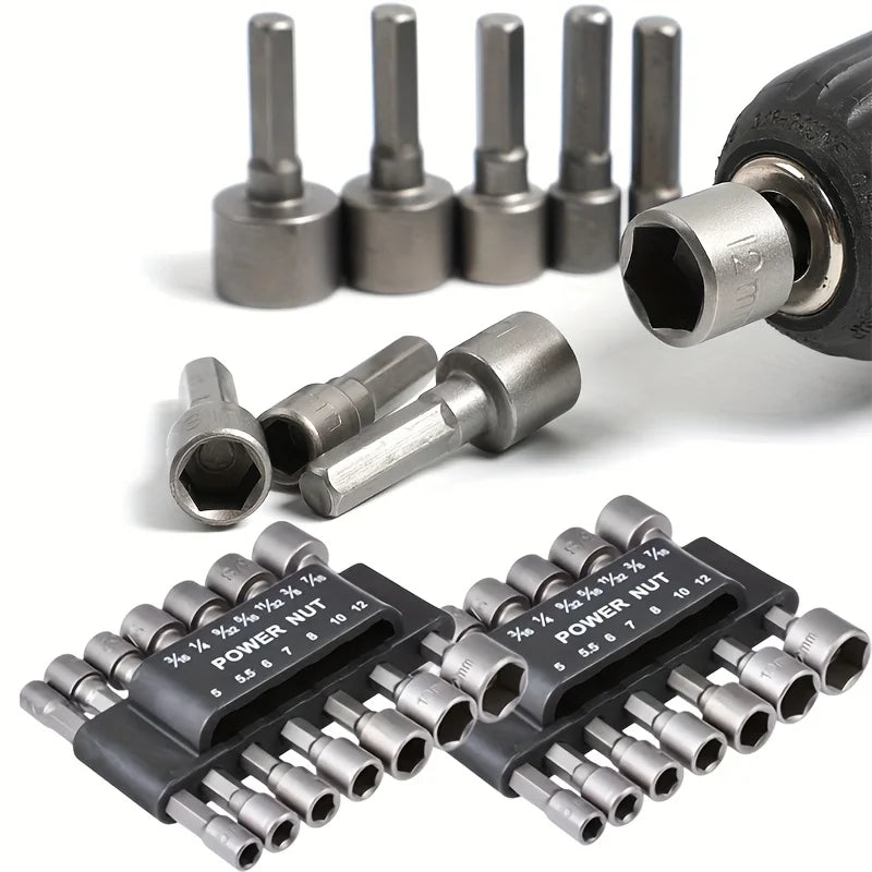 14pcs 5mm-12mm Hex Sockets Sleeve Nozzles Nut Driver Set Screwdriver Set Schroevendraaier Set Bits Sets Tools Socket Wrenches