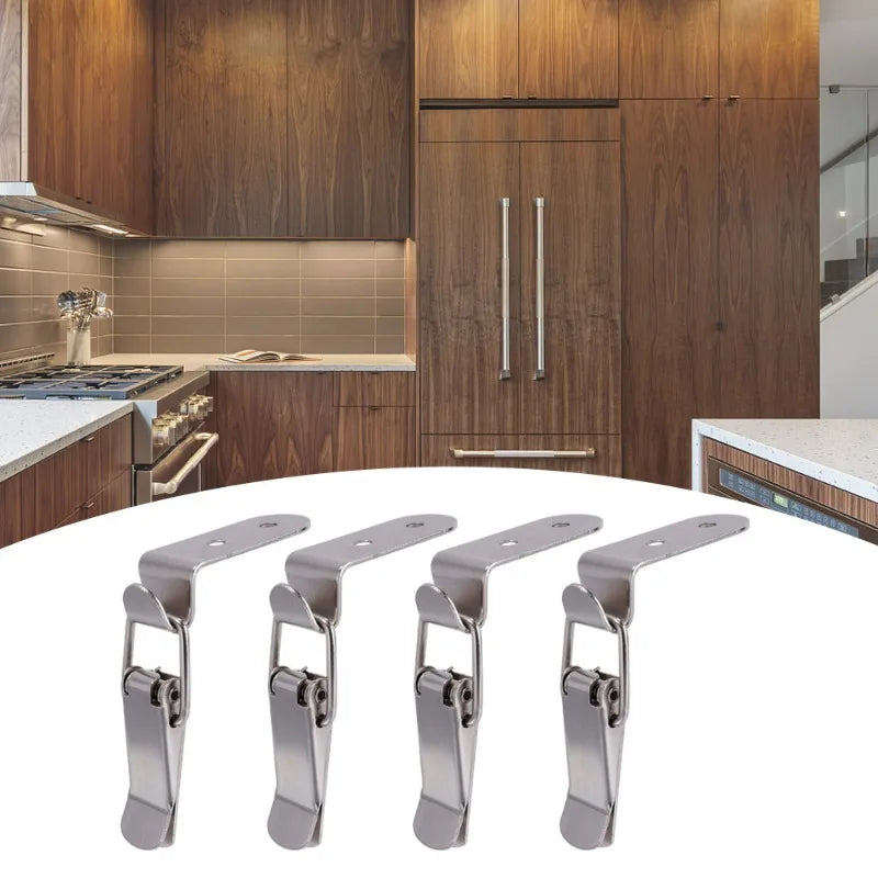 90 Degree Duck Mouth Hasp Lock Silver Metal Spring Hook for Wood Box