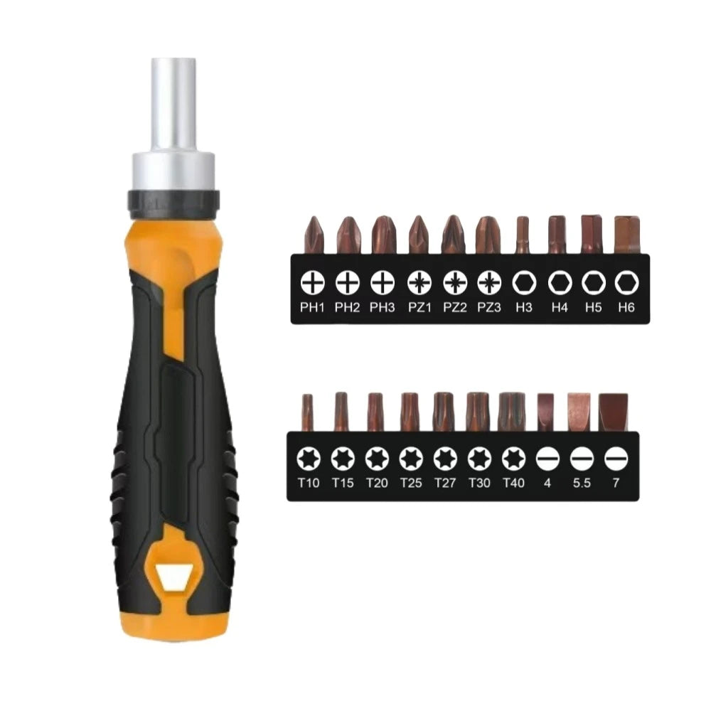 1/4 (6.35mm) Hi-Spec Ratchet Screwdriver Bit Set Multifunctional Magnetic Bit Driver Holder Handle Slotted Hex Torx Phillips Bit