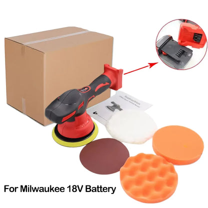 Wireless Electric Car Polisher 8 Gears Variable Speed Auto Wax Sand Seal Glaze Polishing Tool Fit 18V Li-ion Battery