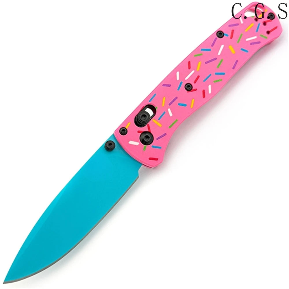 BM Bugout 535 Donut Pink Handle Manual Open Pocket Folding Knives EDC Outdoor Camping Hunting Multifunctional Hand Tools