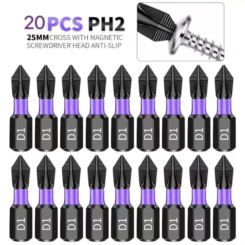 5/12Pcs Magnetic Screwdriver Bits Set Non-slip Shockproof Phillips Impact Hex Shank Alloy Steel for Power Tools