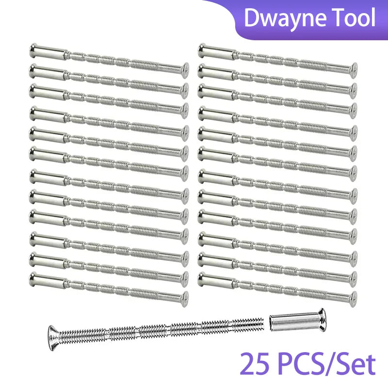25 Pcs/Set Door Handle Screws - Through Fixing Bolts for Door Handle Roses, Knobs & Door Lock Metal Hardware