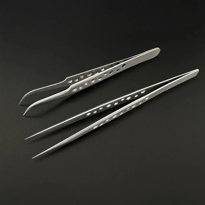 Industrial Tweezers Electronics Anti-static Curved Straight Tip Precision Stainless DIY Hand Tools Sets Forceps Phone Repair