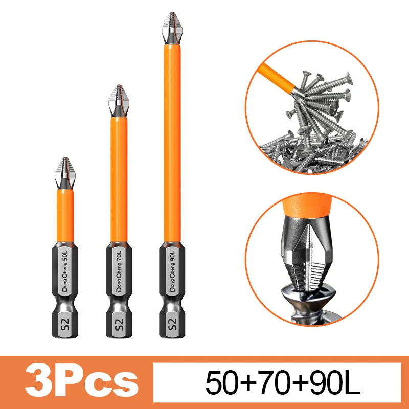 Anti Slip Bits Magnetic Screwdriver Bit Set S2 Alloy Steel Impact Resistance Hex Shank Alloy Steel Bits Suitable for Power Tools