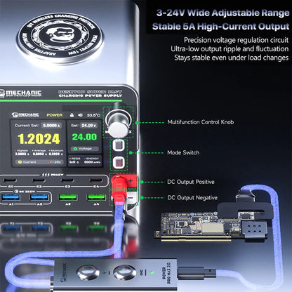 MECHANIC Power 200 Multi-Port Fast Charger+Adjustable Power Supply 200W for Smartphone Tablet Repair Fast Charging Testing Tools