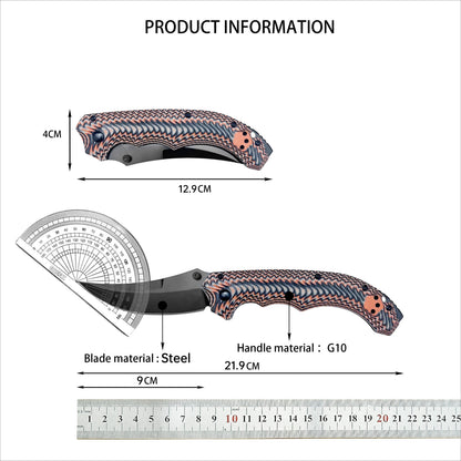 865 High Hardness Folding Knife G10 Handle Outdoor Hiking Wilderness Exploration Camping Cooking Barbecue Multi Functional Wear Resistant Practical Tool