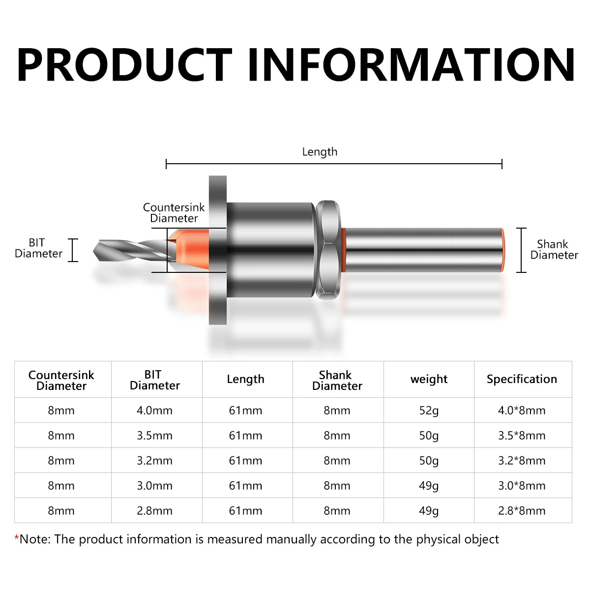 8mm Shank Countersink Drill Bit With Stop Alloy Head Taper Hole Step Drill For Wood Screw Installation Woodworking Drilling