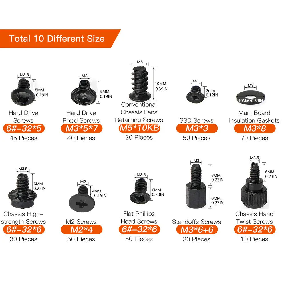 400PCS Computer Screws Motherboard Standoffs Screws PC Screws Laptop Screws PC Case Screws Fan Screws SSD Screws for HDD Hard